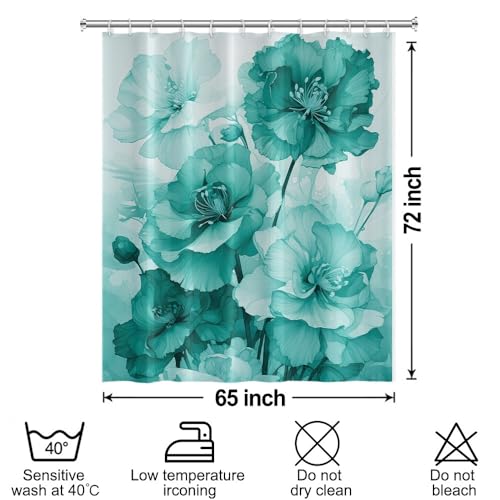 Rideau de douche vert 183x183 cm imperméable à motif floral