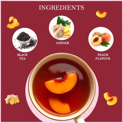 Image of Peach Ginger Black Tea Loose Leaf (200 gm /7 oz), Makes Upto 100 Servings