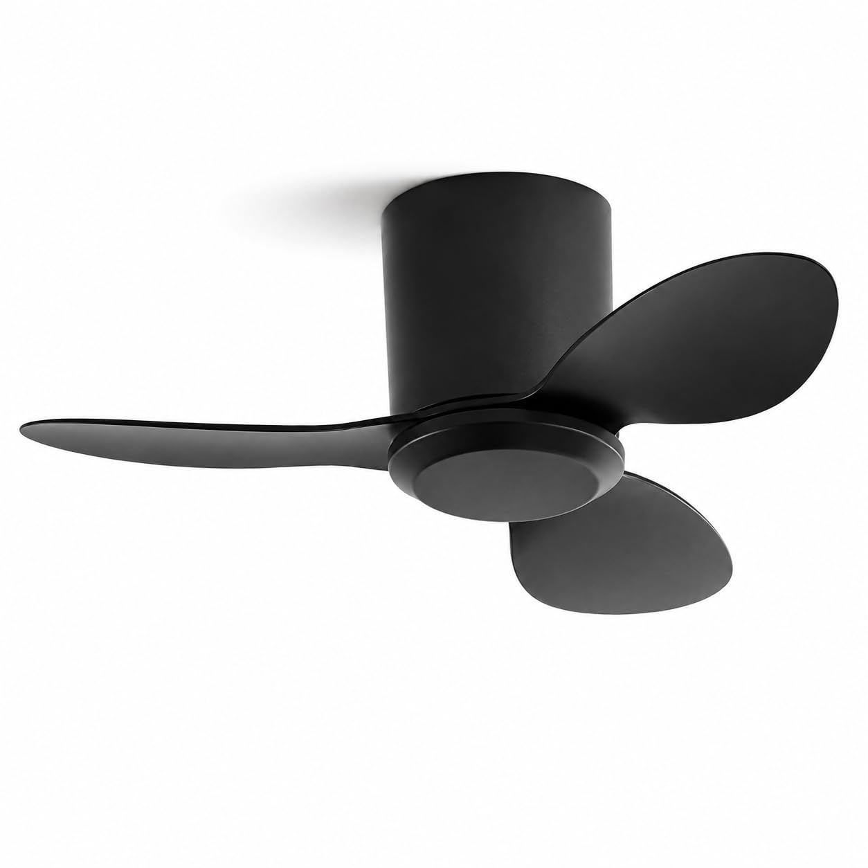 Genérico Ventilador de Techo Sin Luz 25 Pulgadas con Mando a Distancia, Bajo Perfil, Motor DC Silencioso, 6 Velocidades, 3 Aspas ABS, para Dormitorio, Salón y Cocina (Black)