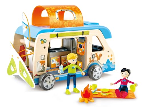 Jouet camping car en bois peint de qualité supérieure avec accessoires