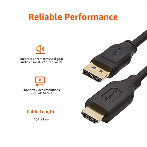 Amazon Basics Uni-Directional Displayport To Hdmi Display Cable 4K@30Hz - 10 Feet #TOP5