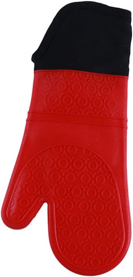 Gloves Cooking Barbecue Kitchen Microwave Mittens Oven Glove Home Heat Resistant(Black)