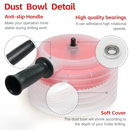 Image of 4-1 /4 Inch Hole Saw with Dust Bowl, 4.25 Hole Saw for Recessed Lights, Hole Cutter for Led Recessed Lighting, Wood and Drywall, Red