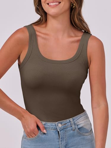 Image of ANRABESS Womens Sleeveless Scoop Neck Tank Top Ribbed Fitted Summer Basic Slim Cute Tops 2026