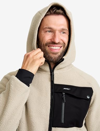 Miniatura 2 de Revolutionrace Sherpa Hoodie Para Hombre, Chaqueta Polar Cálida Y Duradera, Beige Khaki, L