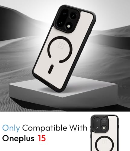 Image of KAPAVER Mag-X Sandstone Back Cover Case Compatible with MagSafe, Magnetic Case for OnePlus 15 (PC+TPU) (Black)