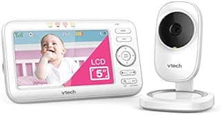 VTech LM808-1W Video Baby Monitor with 1000ft Long Range, Auto Night Vision, 5 Screen, 2-Way Audio Talk, Temperature Sensor, Power Saving Mode, Lullabies and Wall-mountable Camera with Bracket