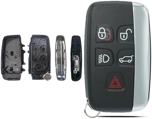 Key Fob Shell Case Replacement Fits for Land Rover LR4 Range Rover Sport LR2 Evoque Jaguar XJ XF XK F Type F PACE XE 2012 2013 2014 2015 2016 2017 Keyless Entry Remote Control 5 Button Pad Cover