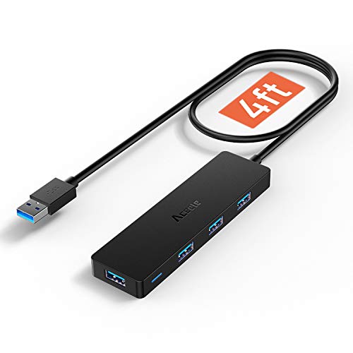 Aceele Hub USB 3.0, 4 Puertos USB Hub de Datos USB de 5 Gbps con Cable Extendido de 1.2M Compatible para MacBook Pro, Mac Mini, Surface 3, Surface Pro 2017, PS4, Xbox 1, PC portátil, HDD móvil y más