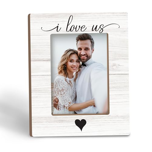 Tpbnnyqi Love Picture Frame 5x7, I Love Us Couples Wedding Wooden Photo Frame for Tabletop Desk Display, Anniversary Valentines Day Engagement Gifts for Couples Bride Groom Home Room Decor