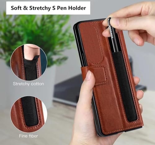 Image of WHITBULL Royal Leather Magnetic Flip case Compatible for Samsung Galaxy Z Fold 7 5G (Brown)