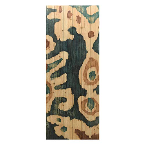 Empire Art Direct Ocean Ikat B Abstract Print Wooden, Solid Decor,24' X 60' Ready To Hang, Living Room, Bedroom ＆ Office Wall Art, 24 In. X 1.5 In. X 60 In, Green Brown Wood #TOP19