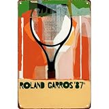 Roland Garros French Open 1987 Signs GéRard Tituscarmel Metal Sign Tennis 8 * 12 Inch Posters For Living Room Bedroom Kitchen Anywhere You Can Show Your Unique Aesthetic Trendy Wall Decor