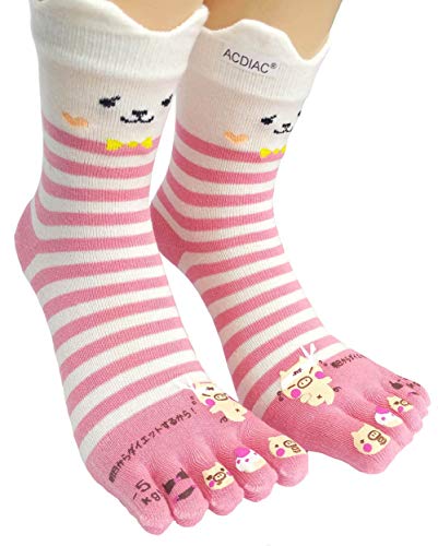 Calcetines de algodón para mujer, calcetines de cinco dedos, divertidos y divertidos dibujos animados - Multi color - Talla única