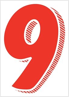 Red & White #9 Number Window Stickers for Car Dealership – 7.5" Durable Weatherproof Vinyl – Easy On/Off Adhesive with Back Slit for Vehicle Inventory & Lot Number Display - Pack of 12