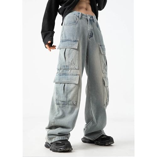 Grunge Emo Pants Y2k Baggy Jeans Fashion Denim Cargo Pants Japanese High Street Pants Multi Pocket Pants for Men 7