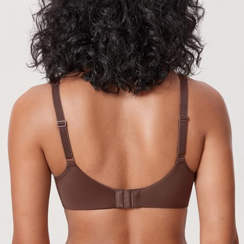 Image of DELIMIRA Women's Full Coverage Bras Underwire Lightly Padded Plus Size Supportive Tshirt Sheer Bra
