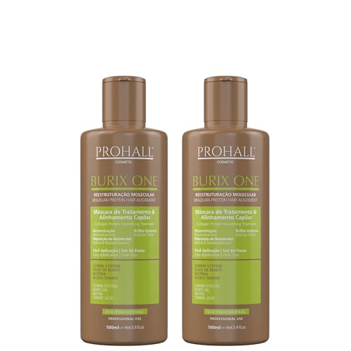 Brazilian Keratin Protein Hair Treatment Blowout Complex - BURIX ONE 3.4FLOz x2 - Formaldehyde Free Keratin Hair Treatment at Home-Queratina Brasileña Keratina Para Alisar el Pelo Sin Formol - Prohall