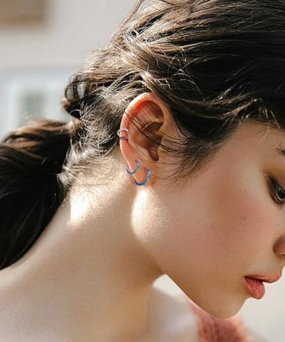 REVOLIA 10 Pairs 20G Surgical Steel Huggie Hoop Earrings for Women Men Hypoallergenic Cartilage Helix Hoop Earrings Lobes Hinged Sleeper Earrings Hoops 6-14mm4