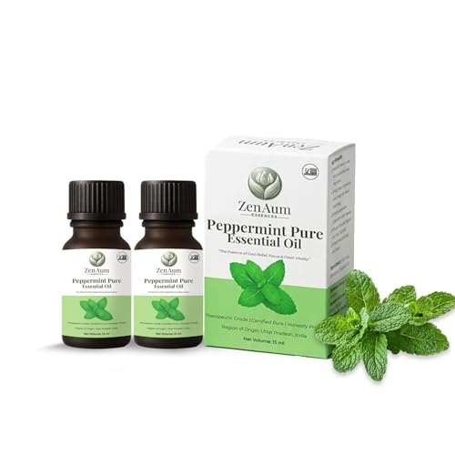 Image of 100% Natural Peppermint Therapeutic Grade Essential Oil | 15ml (Pack of 2) | Headache & Sinus Relief, Mental Clarity & Aromatherapy | Sourced from India | GMP, ISO & IFRA Certified