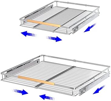 KIKIBRO Pull Out Drawer Cabinet Organizer, Expandable Slide Out Storage Shelves - Heavy Duty, Better Utilize Cabinets, Under Sink and Wardrobe, Opening Size Required 16.3"~26.3" 2 PACKS