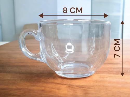 Image of 150ml Glass Tea Coffee Cups Set of 6 | Transparent Round Glass Cups with Handle | Small Chai Cups for Tea, Coffee, Milk | Durable Heat Resistant Glassware for Home & Kitchen