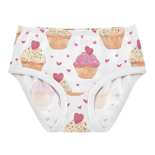 Wusikd Cute Cupcakes Girls' Underwear Cotton Sprinkles Heart Girls Briefs Soft Toddler Underwear 2T