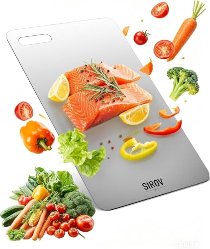 Katori Titanium Cutting Board, 100% Pure Titanium Cutting Boards For Kitchen, Best Non Toxic chopping board, Dishwasher safe, Hygiene and Durability for Meat, Fruit, and Vegetables (12.6L*8W)