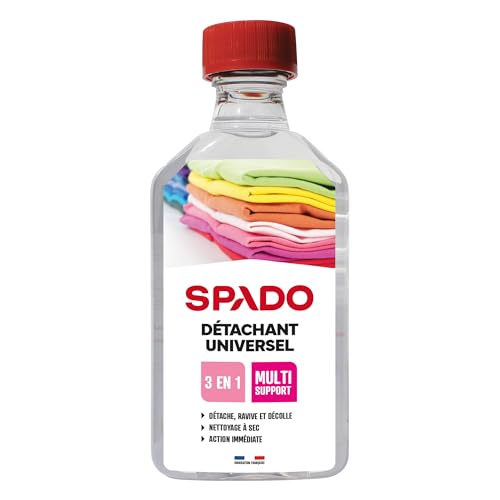 SPADO - Détachant Universel à Sec - Élimine Taches Tenaces - Ravive les Couleurs - Multi-Textiles & Matériaux - Fabrication Française - 250ml (LOT X3)