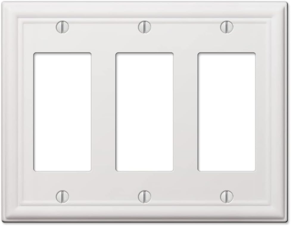 White Steel Triple Rocker Wall Plate Cover
