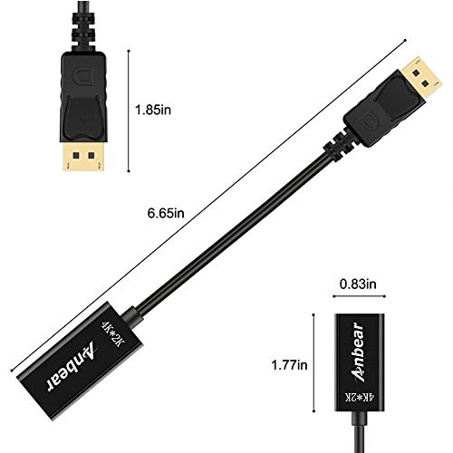 Anbear 4K Displayport To Hdmi Adapter, Display Port To Hdmi Adapter 4K@30Hz Gold Plated (Male To Female) For Displayport Enabled Desktops And Laptops To Hdmi Converter Connect Displays #TOP1