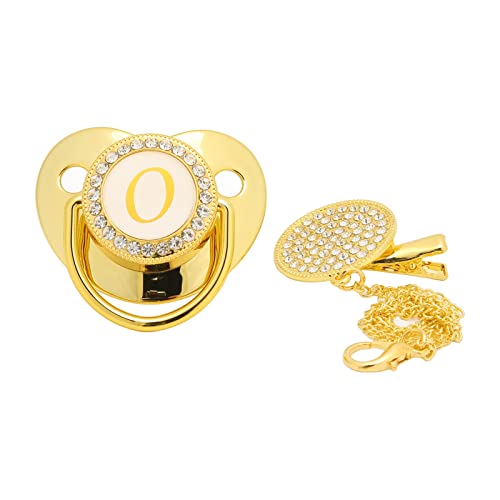 Image of Baby Pacifier, Curved Design with Chain Clips, Infant Pacifier 26 Letters for Newborns and Toddlers (O)