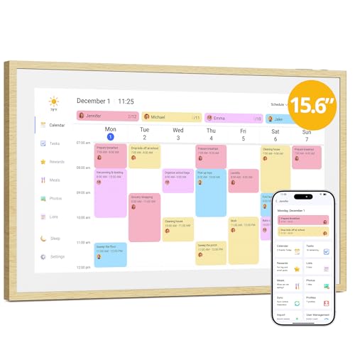 Image of Dragon Touch Digital Calendar 15 inch, Electronic Wall Calendar with Interactive Touch Screen Display for Family Schedule Reminders, Task Rewards, Smart Chort Chart and Digital Picture Frame
