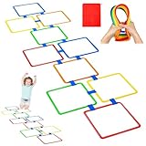 Juego de Anillos de hopchotch, 10 Piezas de Rayos Cuadrados Square Hopchotch Rings 15 Pulgadas Multi-Color Fun Juego de para niños Equipo de al Aire Libre