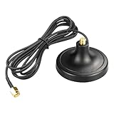 BOOBRIE DC 0-3000MHz RP-SMA Female Magnetic Antenna Base with 5.2ft RP-SMA Male Connector WiFi Antenna Extension Coaxial Cable for WiFi VHF LoRa IoT 4G GSM Suction Cup Mount