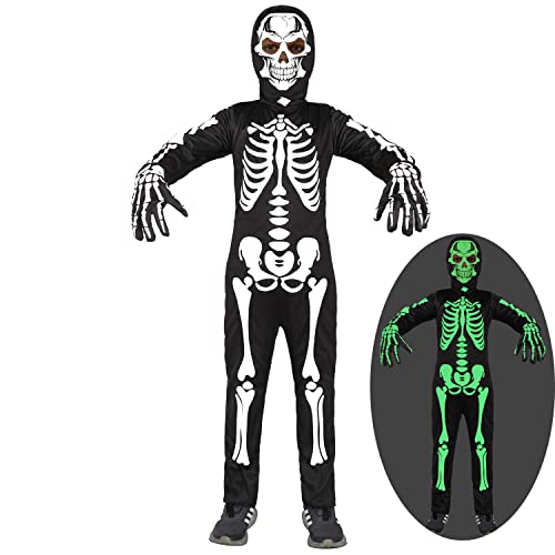 Sicypoty Kids Skeleton Costume Glow in the Dark Halloween Costume for Boys...
