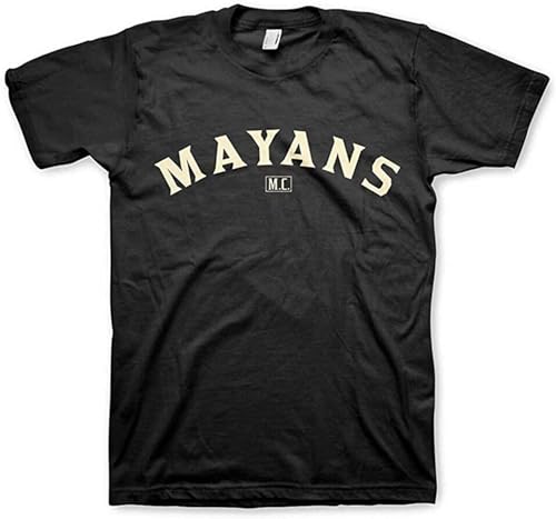 MEOWKIT Mayans M.C. Camiseta con logotipo curvado para hombre, Negro , XXL