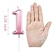 1st Birthday Candle First Year Pink Happy Birthday Number One Candles for Cake Topper Decoration for Party Kids Adults Numeral 1 10 100 11 21 16 14 12 18 13 11 91