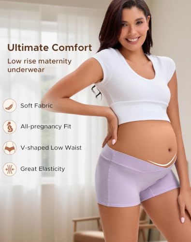 Image of INNERSY Women's Maternity Underwear Cotton Pregnancy Boyshorts 4-Pack