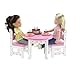 Emily Rose 14-Inch Doll Pink White Kitchen Table and 2 Chair Kitchen Dining Gift Set (Star) - 14