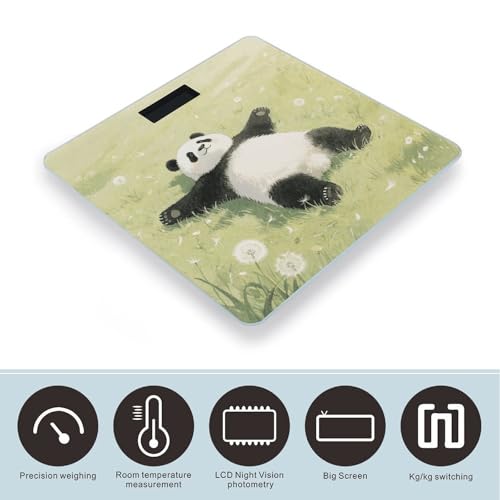 Báscula digital de baño con diseño de panda y vidrio templado miniatura 3