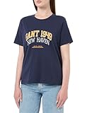 Logo GANT Reg Cotton Arch Print SS T-Shirt Camiseta, Azul, M Mujeres