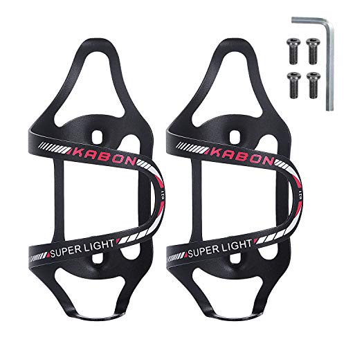 KABON Lot de 2 supports de bouteille d'eau pour vélo léger en alliage d'aluminium avec chargement latéral pour vélo de route, VTT - Rouge