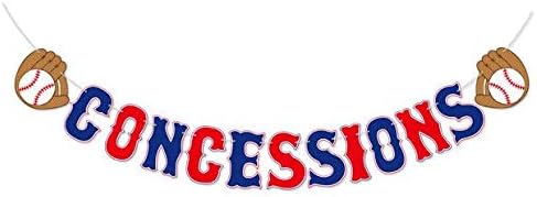 Kitticcino Baseball Theme Concessions Banner, Baseball Birthday Sports Party Supplies Decoration, Pre-strung party Decor