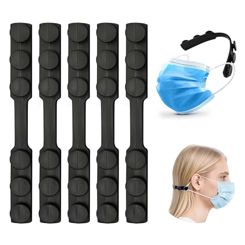 5Pcs Silicone Mask Holder Mask Ear Saver, Face Mask Extender Strap, Face Mask Holder to Protect Ears, Mask Straps for Back of Head, Adjustable Ear Savers for Face Masks, Soft Reusable Extension Bands