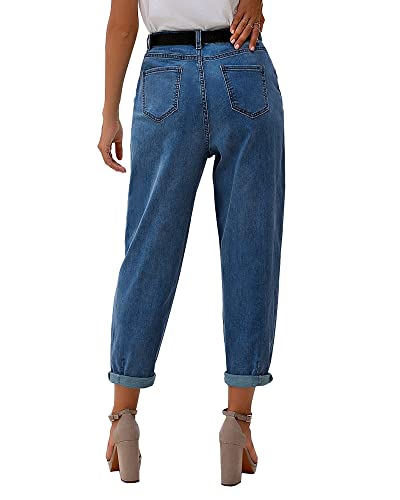 Utyful Women's High Rise Stretchy Classic Balloon Leg Tapered Denim Jean Blue Medium #TOP6