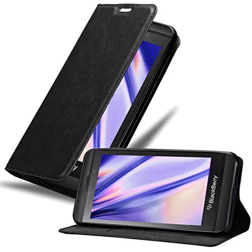Cadorabo Custodia Libro per Blackberry Z10 in Nero di Notte - con Vani di Carte, Funzione Stand e Chiusura Magnetica - Portafoglio Cover Case Wallet Book Etui Protezione