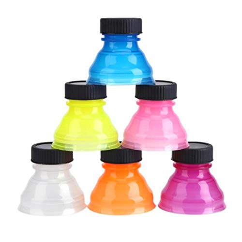 Isuper 6pcs Botella de la Bebida Sellado de Tapas a Prueba de Polvo Reutilizable con Cierre a presión se Puede convertir Pop Soda Savers Tapones de Botellas de Coca-Cola(Mezclado)