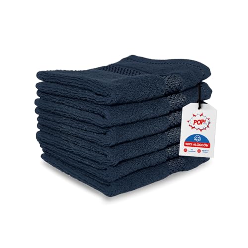 La Mejor Recopilación de Toallitas de mano más recomendados. 41 POP Terry | Toallas faciales | 100% Algodón | 6 Pack (Azul Marino)