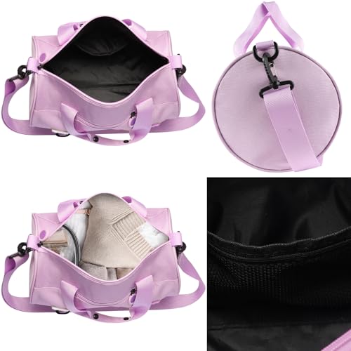 Image of Dance Ballet Bag for Girls Sport Gym Duffle Bags Overnight Travel Bags Fun Dance Workout Duffel Bag Toddler Cute Bag for Dancers, Girls, Teens, Student Athletes (Purple)